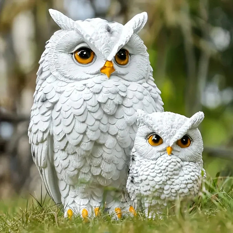 1 Set Realistic Resin Owl Statues - Garden Bird Deterrent Decor, Lifelike Outdoor/Indoor Scarecrow Owls with Expressive Eyes, Durable Weather-Resistant Animal Sculptures for Lawn, Patio, Tabletop - No Batteries/Electricity, O House Of Avana