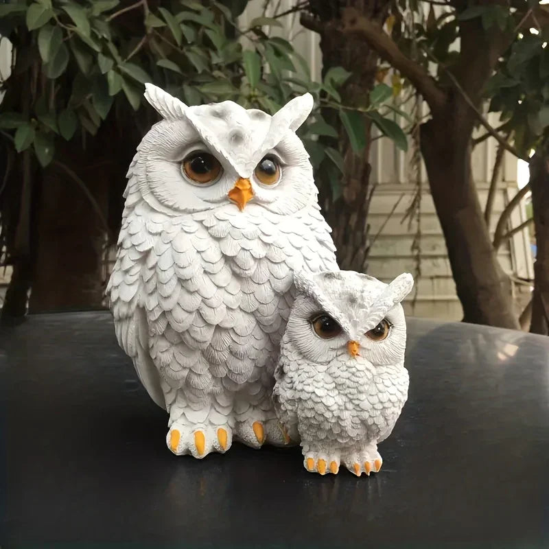 1 Set Realistic Resin Owl Statues - Garden Bird Deterrent Decor, Lifelike Outdoor/Indoor Scarecrow Owls with Expressive Eyes, Durable Weather-Resistant Animal Sculptures for Lawn, Patio, Tabletop - No Batteries/Electricity, O House Of Avana