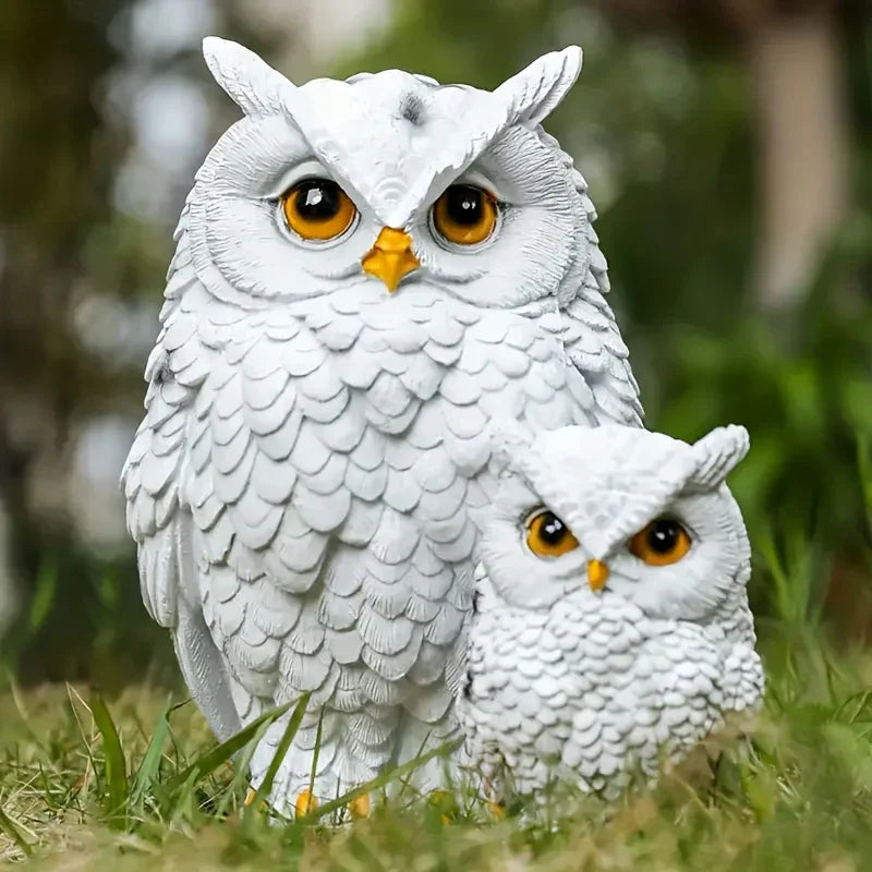 1 Set Realistic Resin Owl Statues - Garden Bird Deterrent Decor, Lifelike Outdoor/Indoor Scarecrow Owls with Expressive Eyes, Durable Weather-Resistant Animal Sculptures for Lawn, Patio, Tabletop - No Batteries/Electricity, O House Of Avana