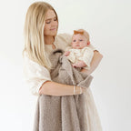 Soft gray Bamboni receiving blankets, plush texture, gentle stitching - House of Avana