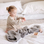 Soft gray Bamboni receiving blankets, plush texture, gentle stitching - House of Avana