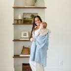 Soft gray Bamboni receiving blankets, plush texture, gentle stitching - House of Avana