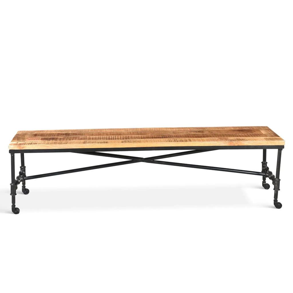 Reclaimed Wood Bench with wheels