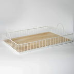 412 - Rectangular Metal & Wood Tray, front view - House Of Avana