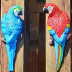 2pcs or 1pc Lifelike Red & Blue Parrot Statue - Realistic Hanging Garden Decor with Expressive Eyes & Feathers, Weather-Resistant Resin Construction for Outdoor/Indoor - Easy Hanging Hooks, No Electricity Needed - Perfect for House Of Avana