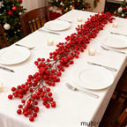 Artificial Red Berry Christmas Ivy Vine, 200cm Long with Red Berries, angled view - House Of Avana