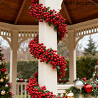 Artificial Red Berry Christmas Ivy Vine, 200cm Long with Red Berries, detail shot - House Of Avana