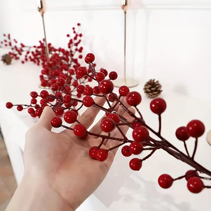 Artificial Red Berry Christmas Ivy Vine, 200cm Long with Red Berries, in-use display - House Of Avana