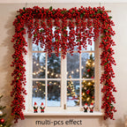 Artificial Red Berry Christmas Ivy Vine, 200cm Long with Red Berries, side view - House Of Avana