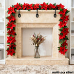 Artificial Poinsettia Vine Garland, 239.78cm Red for Indoor/outdoor Use, angled view - House Of Avana