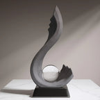 Modern Resin Sculpture with Ball Ornament - Red & Black Flowing Design, Sleek Base for Stability -... - House Of Avana