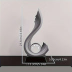 Modern Resin Sculpture with Ball Ornament - Red & Black Flowing Design, Sleek Base for Stability -... - House Of Avana