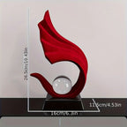 Modern Resin Sculpture with Ball Ornament - Red & Black Flowing Design, Sleek Base for Stability -... - House Of Avana