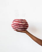 Berry Red Pathways Decorative Wool Ukhamba Bowl - House Of Avana