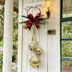 1pc Christmas Triple Bell with Bow Doorbell String|Vintage Red Burlap Handmade|Large Oversized Durable Classic|for Door Wreath, Door Knocker, Christmas Tree, Outdoor Hanging Holiday Decor, Holiday Decoration, Seasonal Ornamen House Of Avana