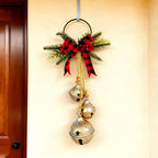 1pc Christmas Triple Bell with Bow Doorbell String|Vintage Red Burlap Handmade|Large Oversized Durable Classic|for Door Wreath, Door Knocker, Christmas Tree, Outdoor Hanging Holiday Decor, Holiday Decoration, Seasonal Ornamen House Of Avana