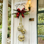 1pc Christmas Triple Bell with Bow Doorbell String|Vintage Red Burlap Handmade|Large Oversized Durable Classic|for Door Wreath, Door Knocker, Christmas Tree, Outdoor Hanging Holiday Decor, Holiday Decoration, Seasonal Ornamen House Of Avana