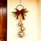 1pc Christmas Triple Bell with Bow Doorbell String|Vintage Red Burlap Handmade|Large Oversized Durable Classic|for Door Wreath, Door Knocker, Christmas Tree, Outdoor Hanging Holiday Decor, Holiday Decoration, Seasonal Ornamen House Of Avana [[SKU:HOA-XMS-411]]
