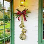 1pc Christmas Triple Bell with Bow Doorbell String|Vintage Red Burlap Handmade|Large Oversized Durable Classic|for Door Wreath, Door Knocker, Christmas Tree, Outdoor Hanging Holiday Decor, Holiday Decoration, Seasonal Ornamen House Of Avana [[SKU:HOA-XMS-411]]