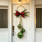 1pc Christmas Triple Bell with Bow Doorbell String|Vintage Red Burlap Handmade|Large Oversized Durable Classic|for Door Wreath, Door Knocker, Christmas Tree, Outdoor Hanging Holiday Decor, Holiday Decoration, Seasonal Ornamen House Of Avana [[SKU:HOA-XMS-411]]