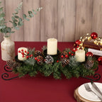 Artificial Christmas Centerpiece 30-inch with Candle Holders Red Berries - House Of Avana