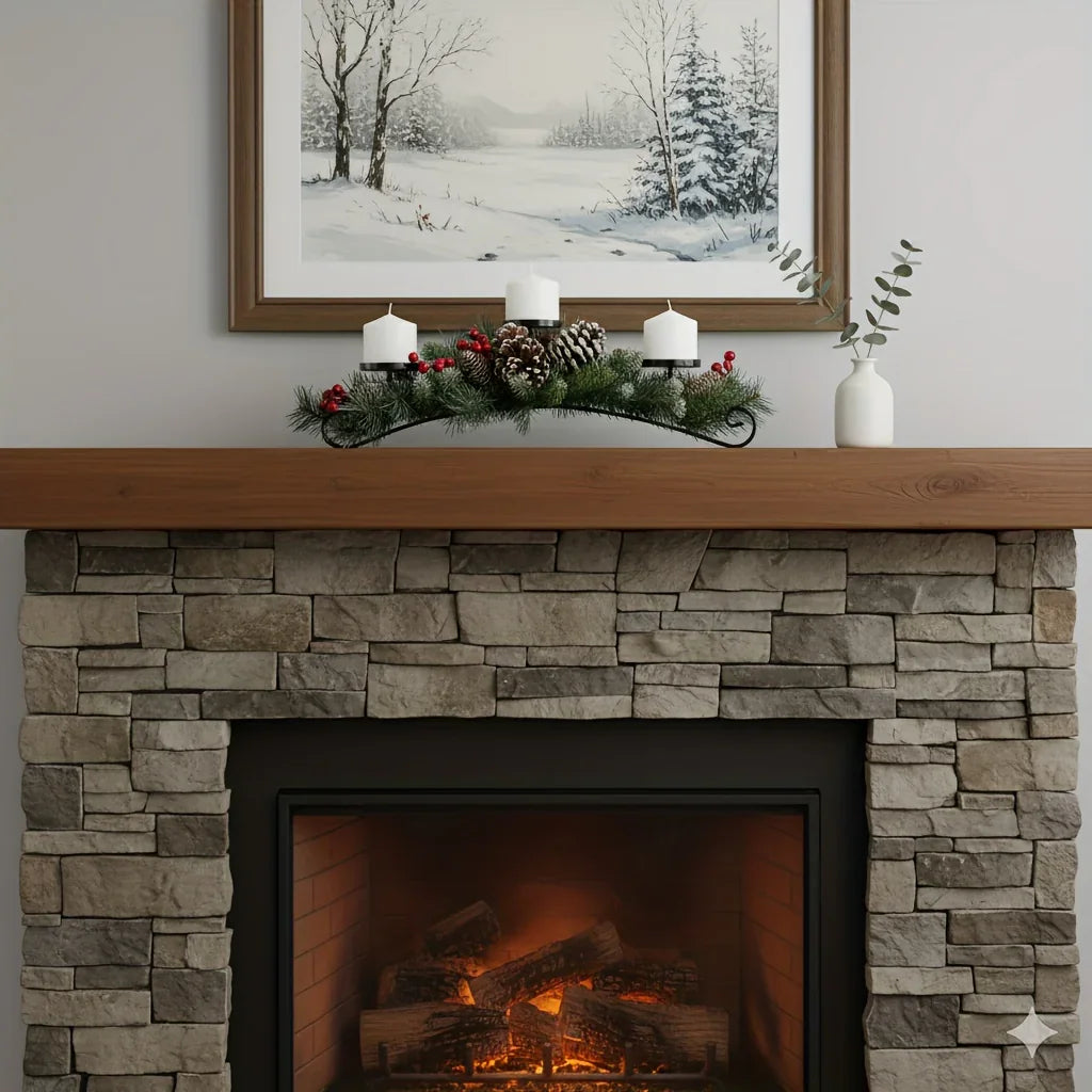 Artificial Christmas Centerpiece 30-inch with Candle Holders Red Berries - House Of Avana