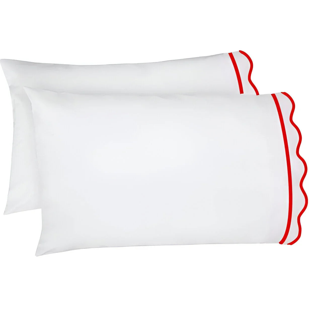 400TC Cotton Scallop Embroidery & Border Sateen Solid Pillowcases (Set Of 2) PushpLinen