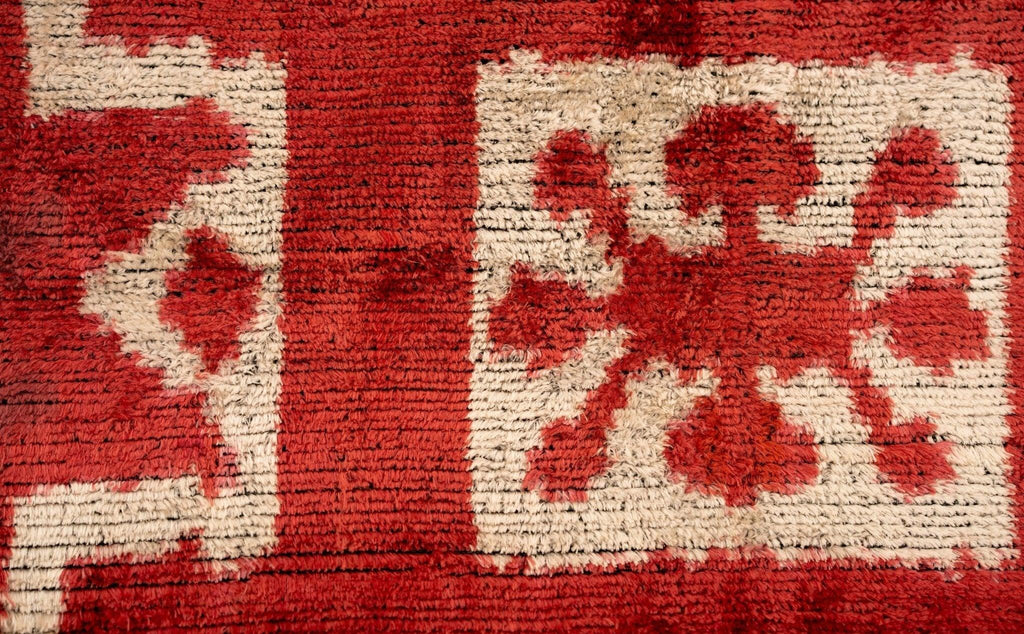 Handmade Velvet Throw Pillow with Red and Cream Geometric Star Design - High-quality 20x20 Inch... - House Of Avana