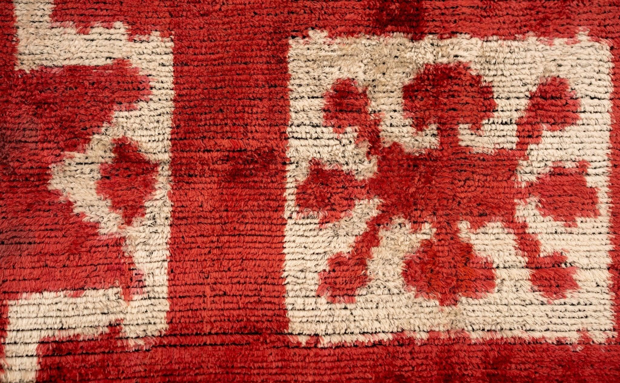 Handmade Velvet Throw Pillow with Red and Cream Geometric Star Design - High-quality 20x20 Inch... - House Of Avana