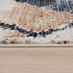 Boho Rug for Living Rooms Diamond Pattern Red Cream - House Of Avana