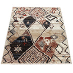 Boho Rug for Living Rooms Diamond Pattern Red Cream - House Of Avana