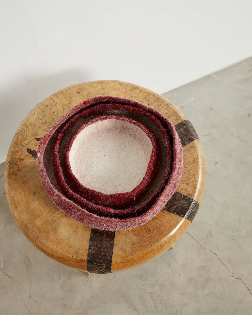 Berry Red Decorative Wool Nesting Bowls - House Of Avana