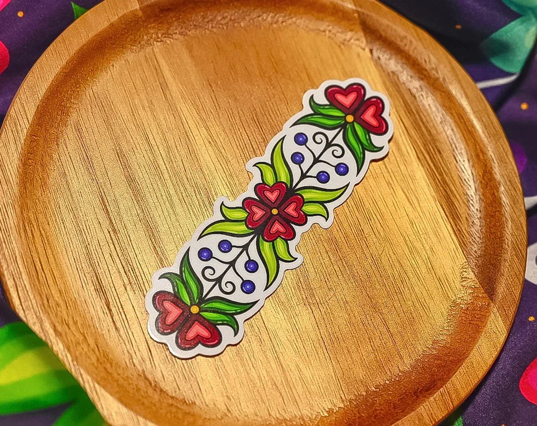 Red Floral Sticker Bizaanide'ewin