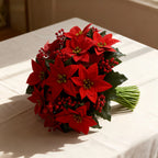 Artificial Poinsettia Flower Bundle - Red Christmas Wreath with Foliage - House Of Avana