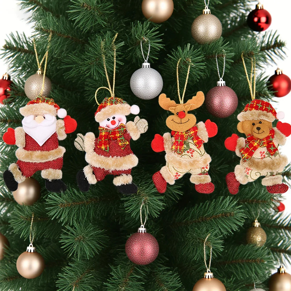 Christmas Tree Ornaments Set - S Figures with Red & Golden Accents - House Of Avana