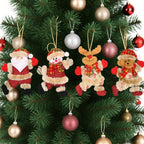 Christmas Tree Ornaments Set - S Figures with Red & Golden Accents - House Of Avana