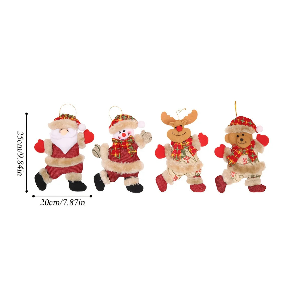 Christmas Tree Ornaments Set - S Figures with Red & Golden Accents - House Of Avana