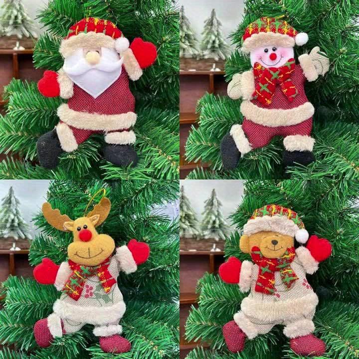 Christmas Tree Ornaments Set - S Figures with Red & Golden Accents - House Of Avana