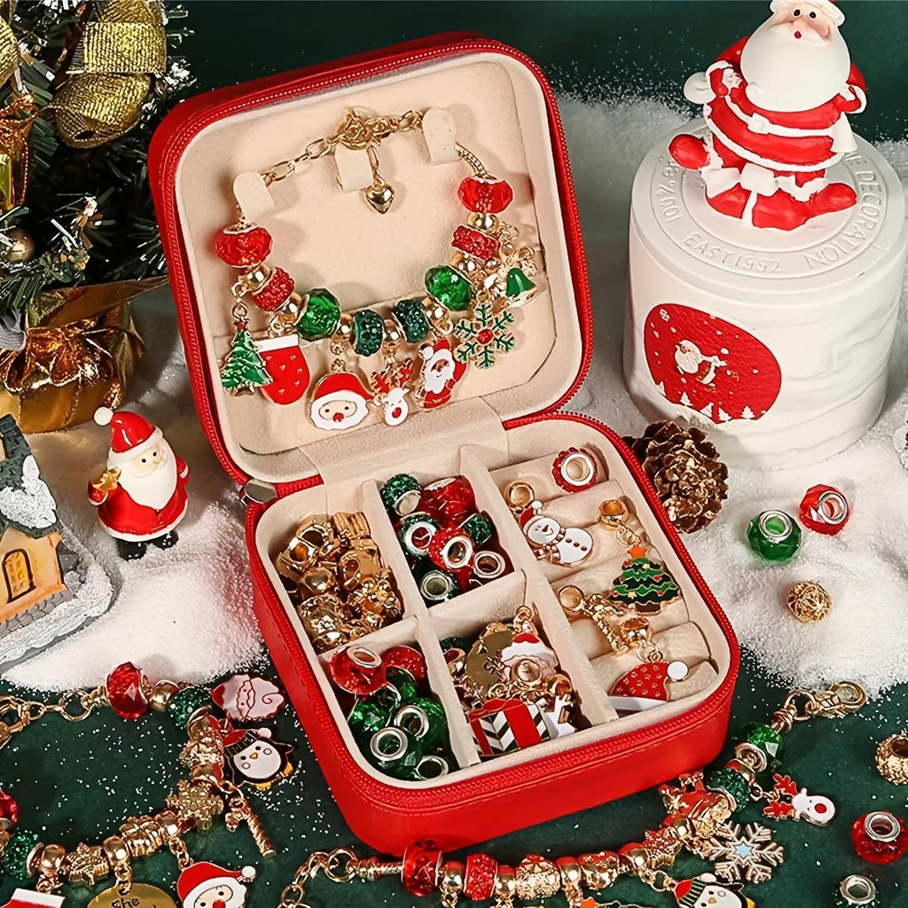 [Christmas Jewelry Kit] Christmas DIY Bracelet Making Kit | Elegant Red Green Charm Beads Jewelry Craft Gift House Of Avana [[SKU:HOA-MSC-038]]