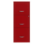 Red Metal 3-Drawer Vertical Key Locking Filing Cabinet