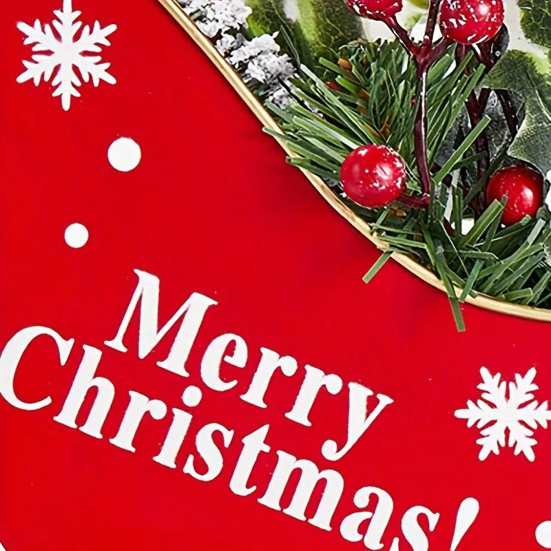 2025 Iron Mini Desktop Christmas Sled with Baked Paint, Transfer Printing, Glitter & Flocking Decorations - Festive Red & Design with Snowflakes & Holly, Perfect For Displaying Holiday Gifts, Christmas Decorations House Of Avana [[SKU:HOA-XMS-029]]