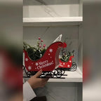 2025 Iron Mini Desktop Christmas Sled with Baked Paint, Transfer Printing, Glitter & Flocking Decorations - Festive Red & Design with Snowflakes & Holly, Perfect For Displaying Holiday Gifts, Christmas Decorations House Of Avana [[SKU:HOA-XMS-029]]