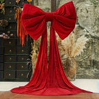 1 large item Luxurious Red Bow Party Decoration, Suitable for Birthdays, Weddings, Christmas and Special Occasions, Party Decorations, Wedding Decorations, Fashion Decorations, Modern Design, High-Quality Ribbons, Event Decor House Of Avana