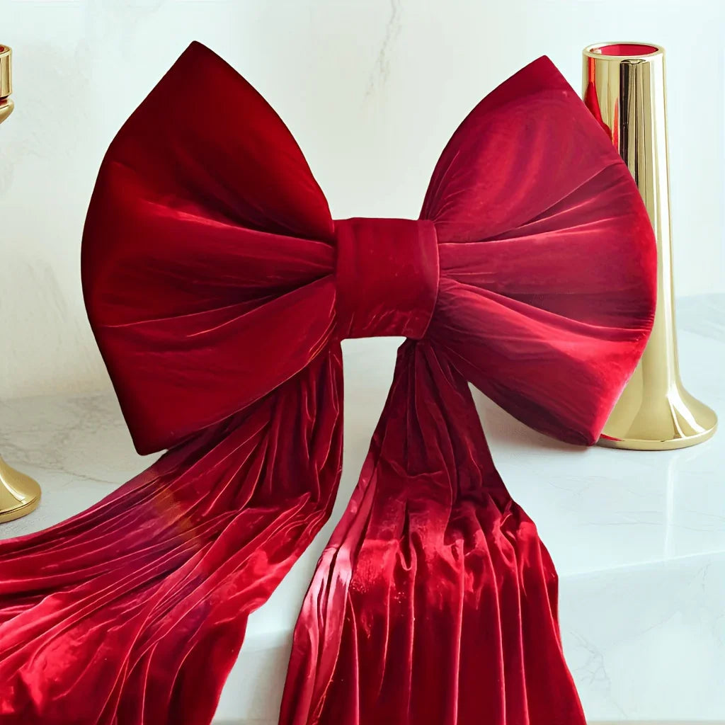 1 large item Luxurious Red Bow Party Decoration, Suitable for Birthdays, Weddings, Christmas and Special Occasions, Party Decorations, Wedding Decorations, Fashion Decorations, Modern Design, High-Quality Ribbons, Event Decor House Of Avana [[SKU:HOA-MSC-045]]