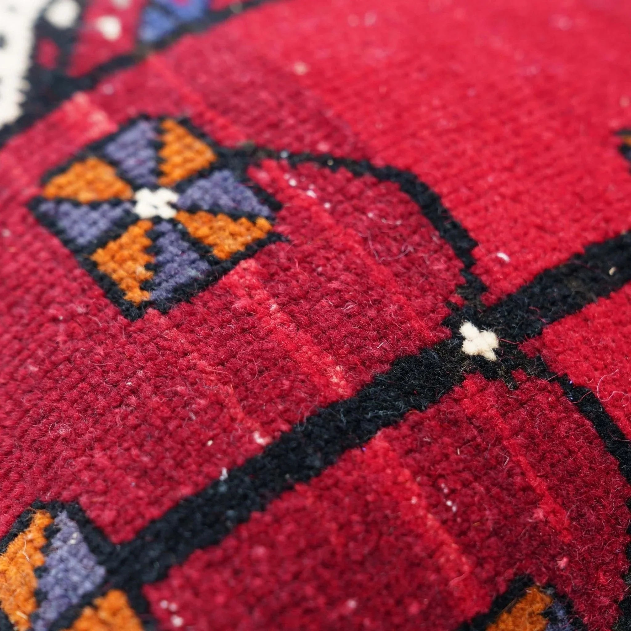 Canvello Antique Handmade Rug Red Cushion - 14"x14", lifestyle image - House Of Avana