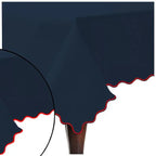 Scallop Embroidery Sateen Cotton Solid Table Cloth - Navy PushpLinen