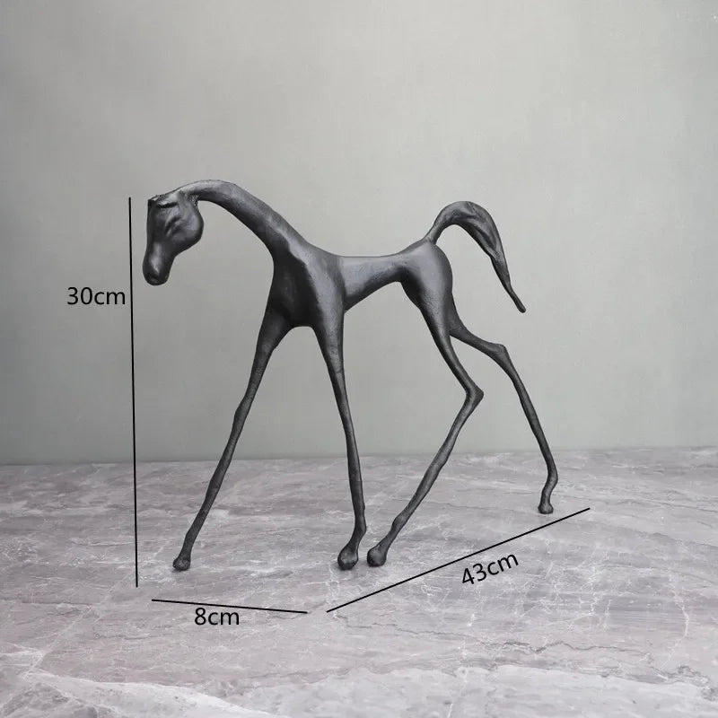 Creative Cast Iron Dark Horse Red Horse Animal Sculpture Desktop Ornament Living Room Decoration Artwork... - House Of Avana