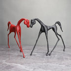 Creative Cast Iron Dark Horse Red Horse Animal Sculpture Desktop Ornament Living Room Decoration Artwork... - House Of Avana