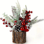 Artificial Mini Christmas Tree Centerpiece with Red Berries, Pine Cones, and Greenery in Faux Tree... - House Of Avana