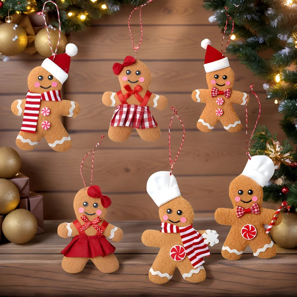 S Gingerbread for Man Christmas Tree Decorations Set with Smiling Faces, Posable Arms & Expressive Eyes... - House Of Avana